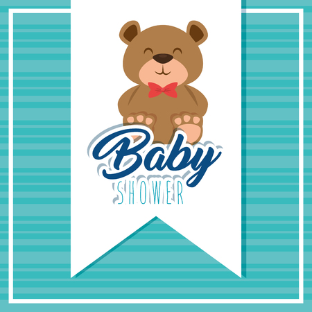 baby shower greeting card with teddy bear vector illustration graphic designのイラスト素材