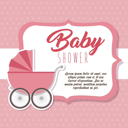 baby shower greeting card with a pink carriage vector illustration graphic designのイラスト素材