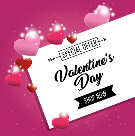 happy valentines day card with hearts vector illustration graphic designのイラスト素材