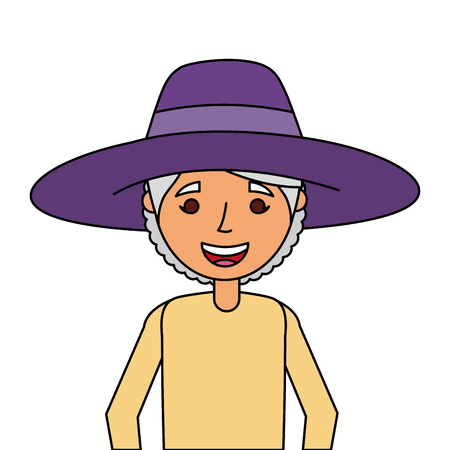 old woman portrait lady grandma cartoon vector illustrationのイラスト素材