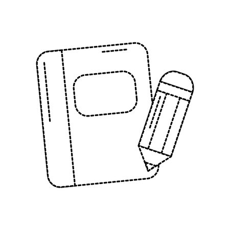 notebook with pencil school supplies icon image vector illustration design  black dotted lineのイラスト素材