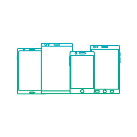 smartphones sizes types digital device icon image vector illustration design  blue to green ombreのイラスト素材