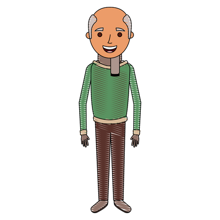 old man grandfather character standing vector illustrationのイラスト素材