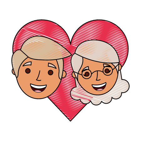 happy grandparents portrait old lovely couple in love characters vector illustrationのイラスト素材
