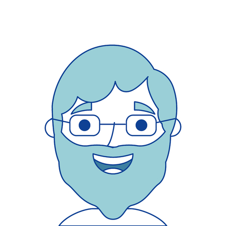 the face old man profile avatar of the grandfather blue vector illustrationのイラスト素材