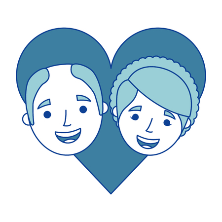 happy grandparents portrait old lovely couple in love characters blue vector illustrationのイラスト素材