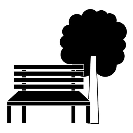 park bench and tree natural landscape vector illustrationのイラスト素材
