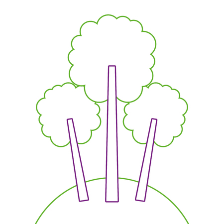 three tree meadow foliage forest park natural vector illustrationのイラスト素材