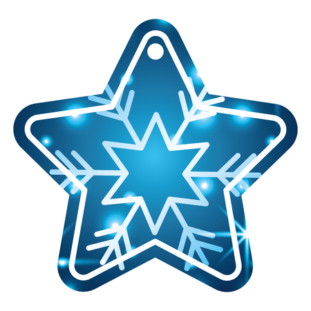 christmas tag price shaped star snowflake glitter decoration vector illustrationのイラスト素材