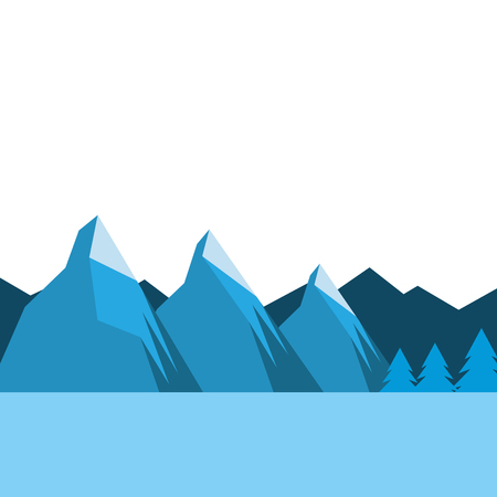 landscpae natural peak mountains snow tree pine water vector illustrationのイラスト素材