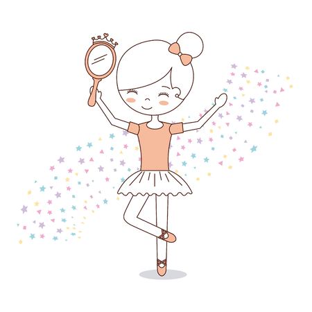 ballet little girl dancing with stars decoration vector illustrationのイラスト素材