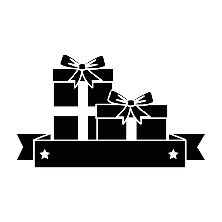 gift box presents with ribbon vector illustration designのイラスト素材