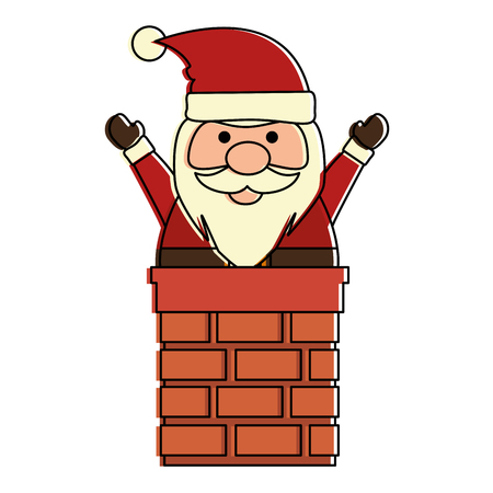 cute santa claus in chimney vector illustration designのイラスト素材