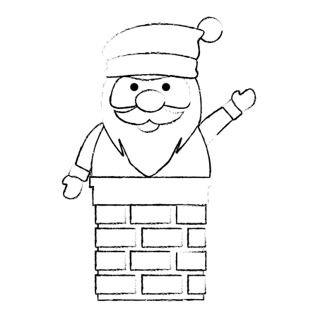 cute santa claus in chimney vector illustration designのイラスト素材