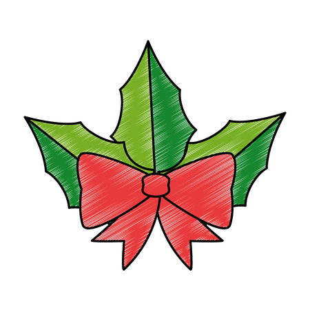 christmas leafs decorative icon vector illustration designのイラスト素材