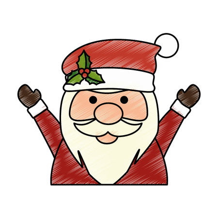 cute santa claus kawaii character vector illustration designのイラスト素材