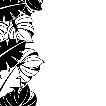 tropical leaves palm tree border decoration vector illustrationのイラスト素材