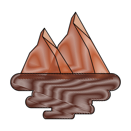 two mountain natural flora land scene vector illustration drawingのイラスト素材