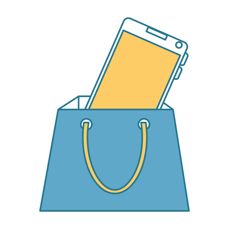 shopping bag with smartphone vector illustration designのイラスト素材
