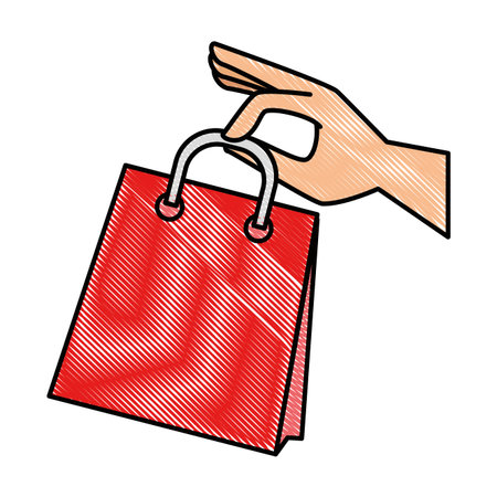 hand with shopping bag isolated icon vector illustration designのイラスト素材