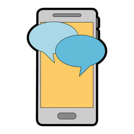 Mobile phone device with speech bubblesのイラスト素材
