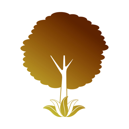 leafy tree leaves trunk foliage natural botanical vector illustrationのイラスト素材