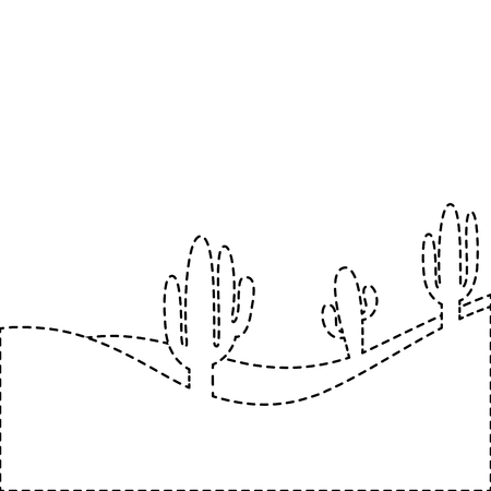 landscape desert with cactus plant sand vector illustration stickerのイラスト素材