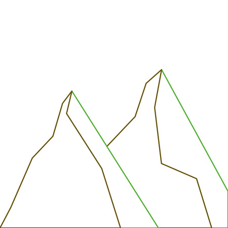 two mountain natural flora land scene vector illustration green lineのイラスト素材
