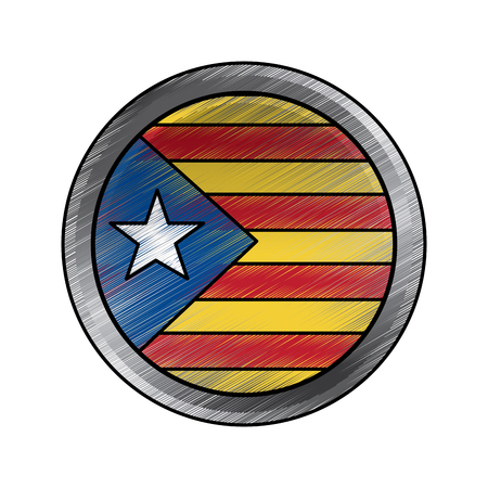 catalonia flag patriotic independence button badge vector illustrationのイラスト素材