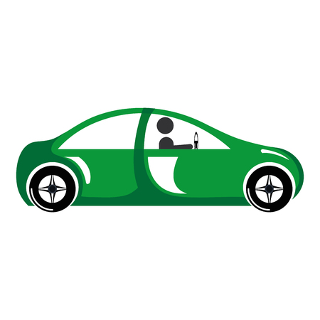 modern car with driver silhouette vector illustration designのイラスト素材