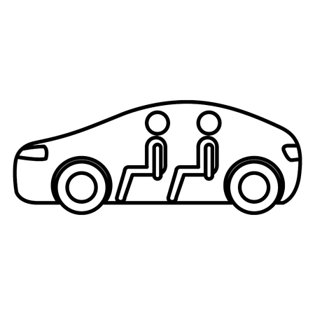 modern car with driver silhouette vector illustration designのイラスト素材