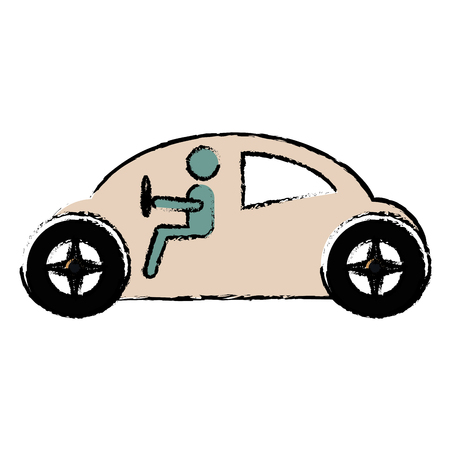 modern car with driver silhouette vector illustration designのイラスト素材