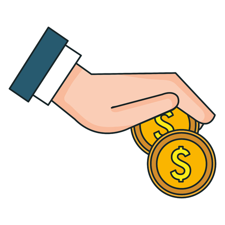 hand with coin money isolated icon vector illustration designのイラスト素材