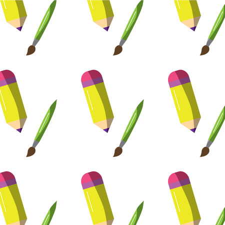 school pencil and paint brush art seamless pattern vector illustrationのイラスト素材