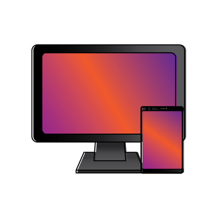 Monitor computer smartphone gadget screen device vector illustrationのイラスト素材