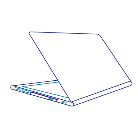 Illustration open laptop with line icon of gradient from blue and violet colors isolated on whiteのイラスト素材