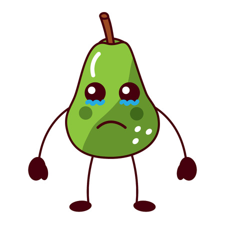 pear sad crying fruit kawaii icon image vector illustration designのイラスト素材