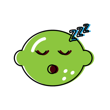 Sleeping cute lemon citrus fruit illustrationのイラスト素材