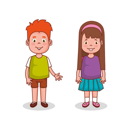 little kids group avatars characters vector illustration designのイラスト素材