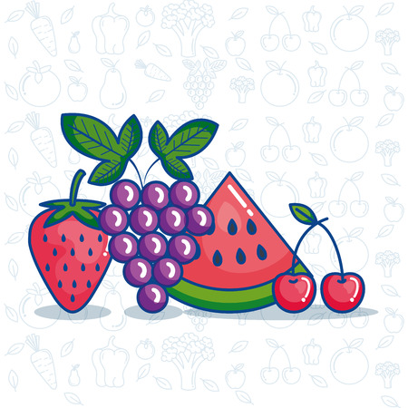 fruits and vegetables set icons vector illustration designのイラスト素材
