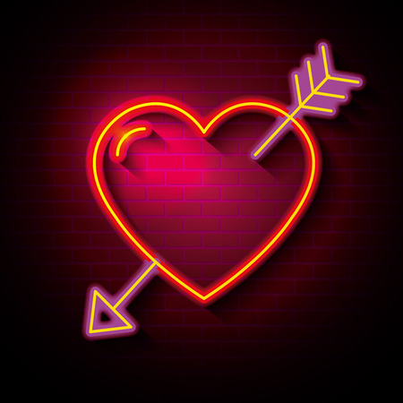 love poster with neon lights vector illustration designのイラスト素材