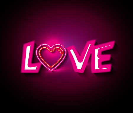 love poster with neon lights vector illustration designのイラスト素材