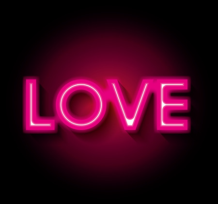 love poster with neon lights vector illustration designのイラスト素材