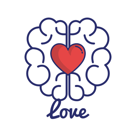 brain with heart love vector illustration designのイラスト素材