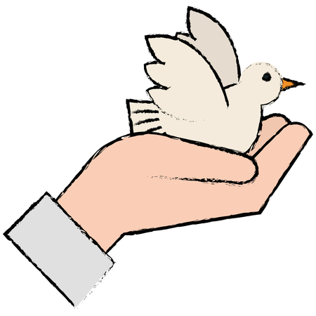 hand with peace dove vector illustration designのイラスト素材