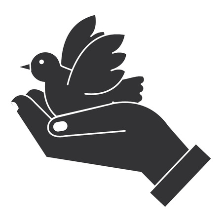 hand with peace dove vector illustration designのイラスト素材