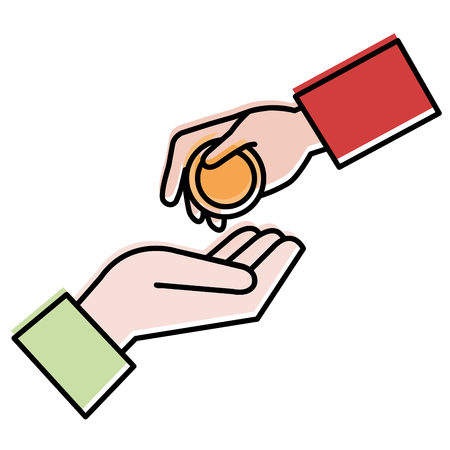 hand paying coin money isolated icon vector illustration designのイラスト素材