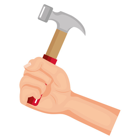 hand with hammer tool isolated icon vector illustration designのイラスト素材