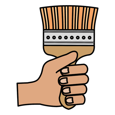hand with paint brush vector illustration designのイラスト素材
