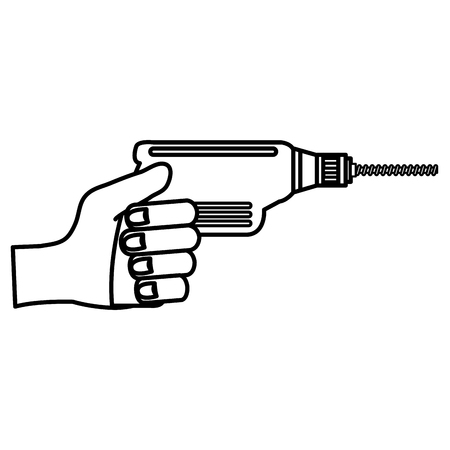 hand with drill electric tool isolated icon vector illustration designのイラスト素材